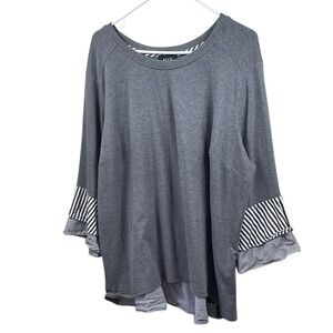 ALYX Women's Gray‎ Long Sleeve Tunic Top with Stripe Detail - Stylish